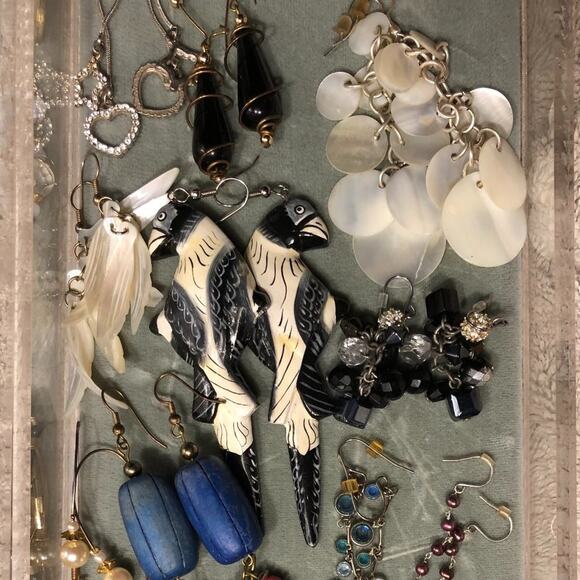 17 Pair Lot  Bundle Vintage Rhinestone Dangle Designer Earrings Custom Designed - Picture 8 of 13